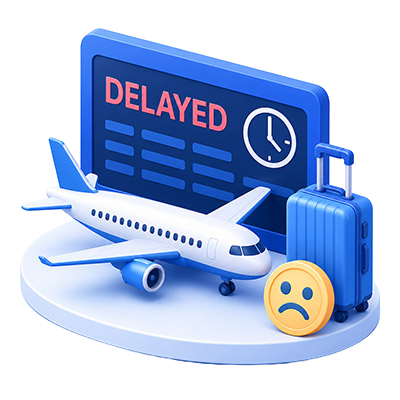班機delay，造成旅遊損失